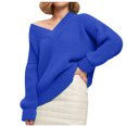 thumbnail image 1 of Fnooota Sweaters for Women, Lightweight Casual Long Sleeve V Neck Pullover Tops Blue Size M, 1 of 3