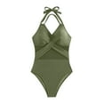 thumbnail image 1 of Fnooota Swimsuits for Women, One Piece V Neck High Waisted Swimwear Bathing Suits Green Size XL, 1 of 8