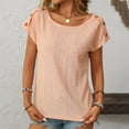 thumbnail image 1 of Fnooota T Shirts for Women, Solid Color Crew Neck Casual Short Sleeve Blouses Tops Orange Size XL, 1 of 8