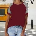 thumbnail image 1 of Fnooota T Shirts for Women, Workout Short Sleeve Casual Crew Neck Summer Tops Wine Size L, 1 of 9