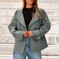 thumbnail image 1 of Fnooota Trench Coats for Women, Lapel Collar Casual Loose Fit Double Breasted Fall Outerwear with Pockets Gray Size 2XL, 1 of 7
