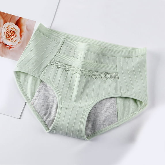 Fnooota Underwear for Women, 100% Cotton Seamless Briefs High Waist Panties Light Breathable Comfort Stretchy Green ,L