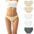 thumbnail image 1 of Fnooota Underwear for Women, Low Waist Briefs 5-Pack 100% Cotton Panties Light Comfort Breathable Stretchy Beige ,M, 1 of 8