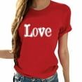 thumbnail image 1 of Fnooota Valentine's Day T-shirts for Women, Crew Neck Casual Summer Pullover Short Sleeve Tops Red Size M, 1 of 5