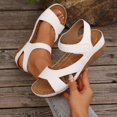 thumbnail image 1 of Fnooota Wedge Sandals for Women, Holiday Open Toe Mid Heels Ankle Strap Summer Shoes Sandals White Size 9, 1 of 8