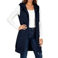 thumbnail image 1 of Fnooota Women Hooded Zip Up Vests, Lightweight Sleeveless Mid Length Casual Sweatshirt Outerwear with Pockets Navy Size 3XL, 1 of 6