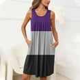 thumbnail image 1 of Fnooota Women Nightgowns with Pockets, Color Block Sleeveless Loose Pleated Summer Sleepshirts Purple Size L, 1 of 7