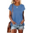 thumbnail image 1 of Fnooota Women T Shirts 2025, Workout Short Sleeve Casual Summer Tops Blue Size XL, 1 of 9