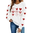 thumbnail image 1 of Fnooota Women Valentine's Day Sweatshirts, Crew Neck Pullover Graphic Casual Long Sleeve Tops White Size S-2XL, 1 of 7