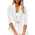 thumbnail image 1 of Fnooota Women's Blazer Jackets, 3/4 Sleeve Casual Business Lapel Work Office Blazers White Size 3XL, 1 of 5