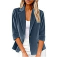 thumbnail image 1 of Fnooota Women's Blazer Jackets, Business Lapel 3/4 Sleeve Casual Work Office Blazers Dark Blue Size M, 1 of 5