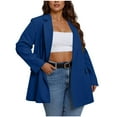 thumbnail image 1 of Fnooota Women's Blazer Jackets, Buttons Casual Long Sleeve Lapel Blazers with Pockets Blue Size XL, 1 of 7