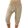 thumbnail image 1 of Fnooota Women's Capri Pants, Casual Summer Elastic Bottom Stretchy Athletic Capris Khaki Size S-2XL, 1 of 2