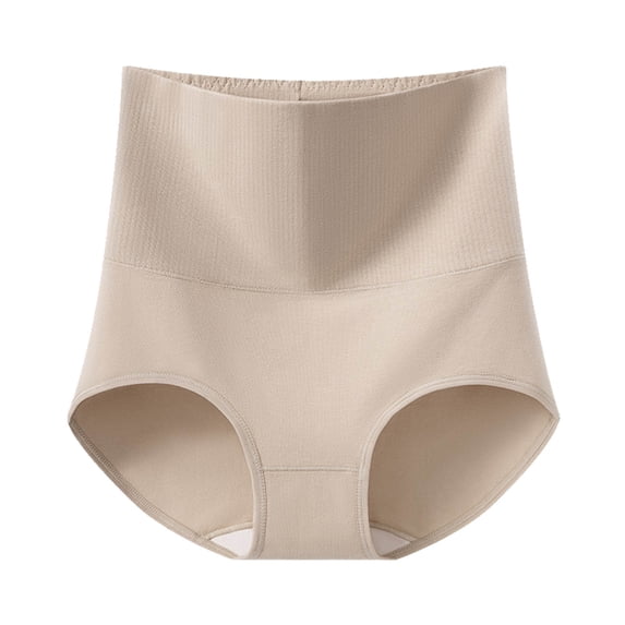 Fnooota Women's Cotton Panties, Tummy Control Stretch High Waist Breathable Women's Underwear Khaki Size 2XL