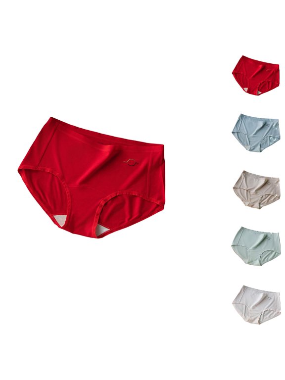 Women's Cotton Underwear, Everyday Wear Soft Breathable Stretch Women's Briefs Red Size M-XL