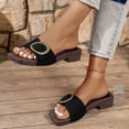 thumbnail image 1 of Fnooota Women's Flat Sandals, Open Toe Non-slip Slip On Holiday Summer Shoes Black Size 6, 1 of 7