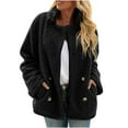 thumbnail image 1 of Fnooota Women's Fleece Jackets, Stand-up collar Loose Fit Warm Lightweight Winter Outerwear Black Size S, 1 of 7