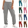 thumbnail image 1 of Fnooota Women's Joggers with Pockets, Elastic Waist Fall Running Relaxed Fit Drawstring Athletic Pants Jogger Pants Gray Size L, 1 of 8