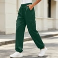 thumbnail image 1 of Fnooota Women's Joggers with Pockets, Relaxed Fit Elastic Waist Fall Running Drawstring Athletic Pants Jogger Pants Army Green Size L, 1 of 7