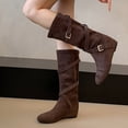 thumbnail image 1 of Fnooota Women's Knee High Boots, PU Non Slip Casual Round Toe Fall Winter Shoes Coffee Size 5.5, 1 of 6