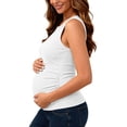 thumbnail image 1 of Fnooota Women's Maternity Tank Tops, Crew Neck Sleeveless Knitting Cotton Casual Pregnancy Summer Clothes White Size L, 1 of 7