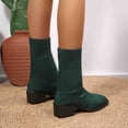 thumbnail image 1 of Fnooota Women's Mid Calf Boots, Slip On Block Heel Non Slip Comfort Fall Winter Shoes Green Size 9, 1 of 7