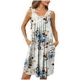 thumbnail image 1 of Fnooota Women's Nightgowns & Sleepshirts, Pleated Printed Casual Sleeveless Summer Sleepwear Beige Size L, 1 of 5