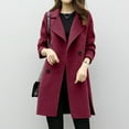 thumbnail image 1 of Fnooota Women's Peacoats, Mid Length Buttons Lapel Collar Wool Fall Outerwear Wine Size L, 1 of 9
