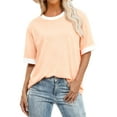 thumbnail image 1 of Fnooota Women's Plus Size T-shirts, Basic Summer Loose Fit Crew Neck Short Sleeve Tops Rose Gold Size S-5XL, 1 of 4