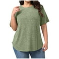 thumbnail image 1 of Fnooota Women's Plus Size T-shirts, Short Sleeve Loose Fit Casual Knitted Summer Tops Green Size 4XL, 1 of 4