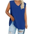 thumbnail image 1 of Fnooota Women's Plus-size Tank Tops, Loose Fit Sleeveless Casual Summer Tops V-Neck Tops Blue Size 4XL, 1 of 3