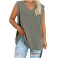 thumbnail image 1 of Fnooota Women's Plus-size Tank Tops, Sleeveless Casual Loose Fit Summer Tops V-Neck Tops Gray Size L, 1 of 3