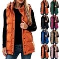 thumbnail image 1 of Fnooota Women's Puffer Vests, Hooded Warm Sleeveles Full Zip Winter Coats with Pockets Orange Size XL, 1 of 5