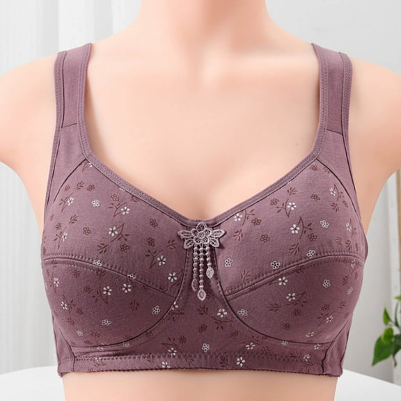 Fnooota Women's Push-Up Bras, Full Coverage Everyday Soft Comfort Wireless Bras Purple Size 40/90BC