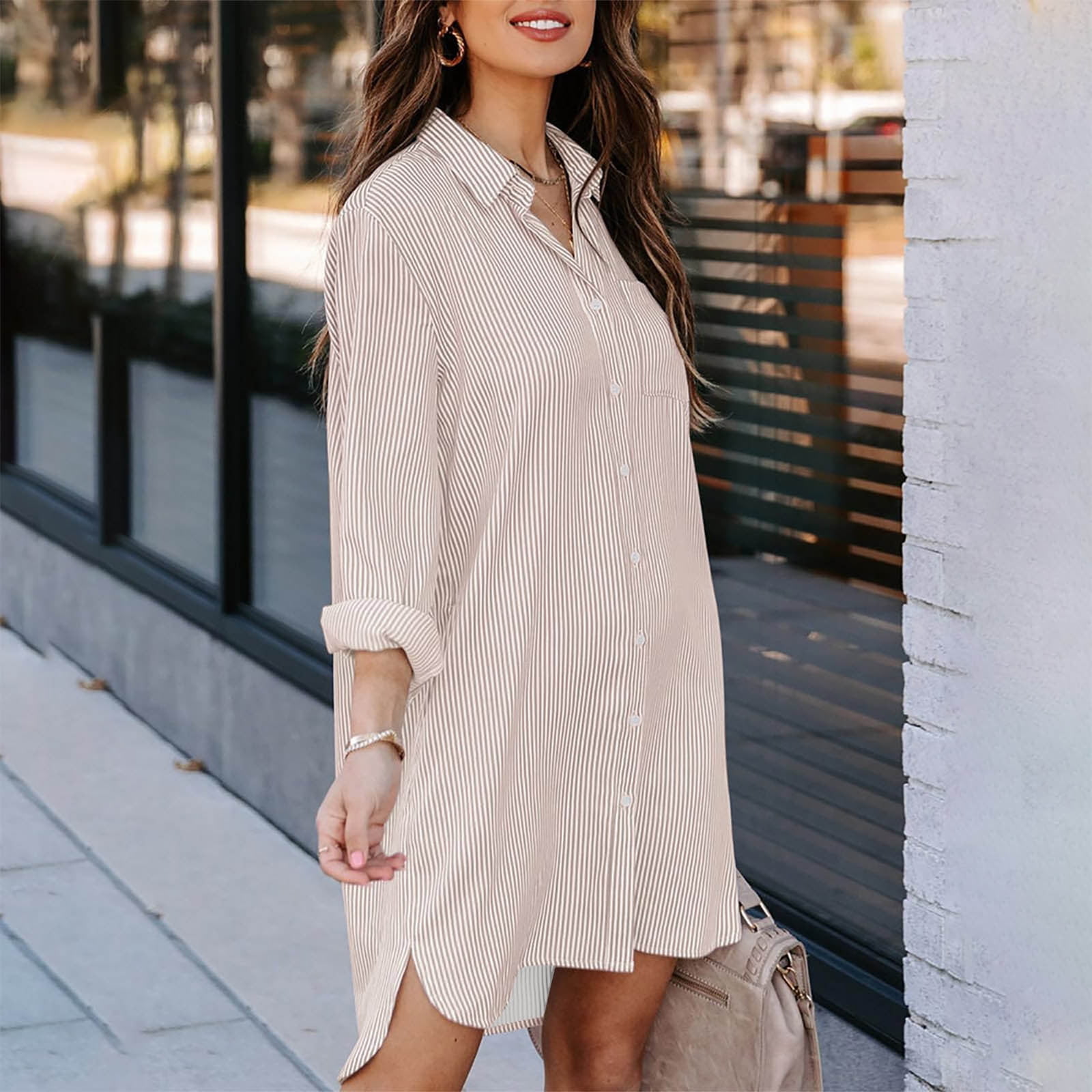 white christmas dresses 100% Cotton Ivory Floral Midi Shirt Dress - Casual Dresses