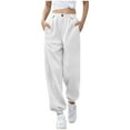thumbnail image 1 of Fnooota Women's Sweatpants, Relaxed Fit Casual Running Elastic Bottom Joggers with Pockets White Size XL, 1 of 3