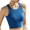 thumbnail image 1 of Fnooota Women's Tank Tops with Built in Bras, Summer Ribbed Crewneck Basic Women's Undershirts Blue Size M, 1 of 5