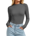 thumbnail image 1 of Fnooota Women's Thermal Tops, Long Sleeve Slim Fit Stretchy Mock Neck Layering Undershirts Gray Size XL, 1 of 6