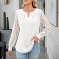 thumbnail image 1 of Fnooota Women's Tops 2025, Crew Neck Long Sleeve Casual Lace Pullover Shirts White Size L, 1 of 6