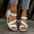 thumbnail image 1 of Fnooota Women's Wedge Sandals, Ankle Strap Platform Open Toe Daily Summer Shoes White Size 9.5, 1 of 1