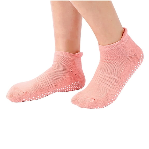 Fnooota Womens Ankle Socks, Cotton Stretch Breathable Non-slip Yoga Socks Pink Size Free Size