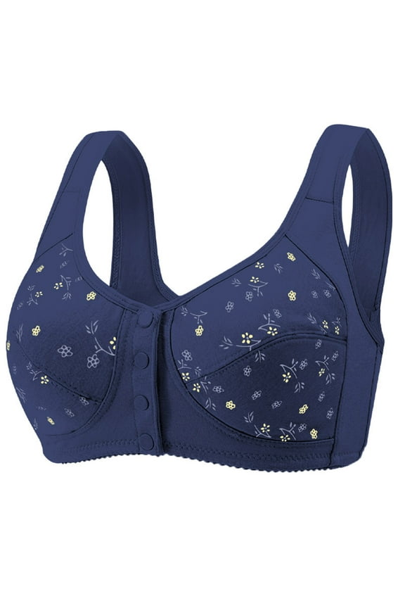 Womens Bras Front Closure, Comfort Full Coverage Everyday Wireless Push Bras Blue Size 44/100DE