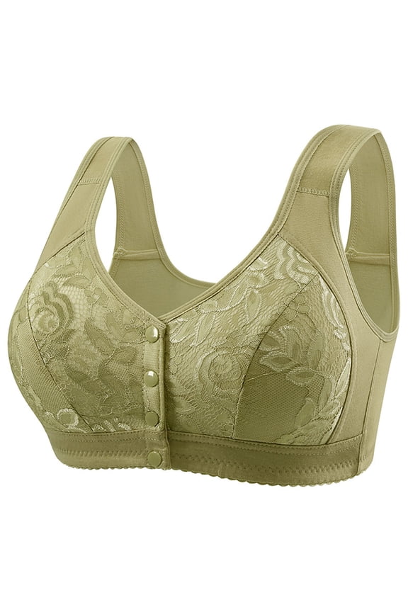 Womens Bras Front Closure, Soft Comfort Wireless Full Coverage Push Bras Green Size 50/115BC