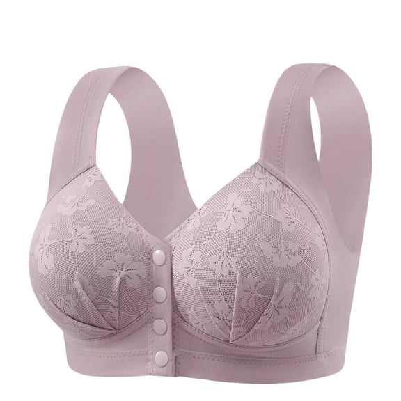Fnooota Womens Bras Front Closure, Wireless Full Coverage Comfort Breathable Push-up Bras Purple Size 42/95