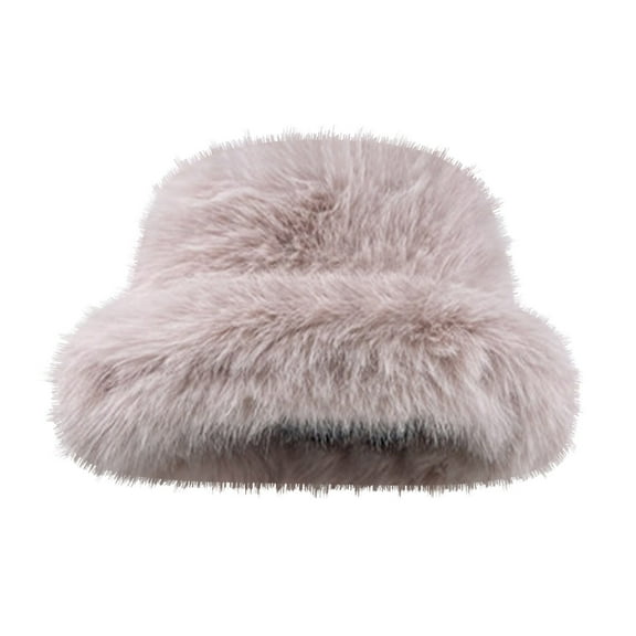 Fnooota Womens Bucket Hats, Faux Fur Outdoor Windproof Warm Winter Hats for Women Purple Size Free Size