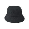 thumbnail image 1 of Fnooota Womens Bucket Hats, Warm Windproof Solid Color Plush Winter Hats for Women Black Size L, 1 of 6