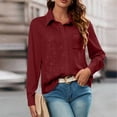 thumbnail image 1 of Fnooota Womens Button Down Shirts, Lapel Collar Party Sequin Casual Long Sleeve Shirts Wine Size S, 1 of 7