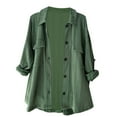 thumbnail image 1 of Fnooota Womens Button Down Shirts, Long Sleeve Casual Solid Color Fall Tops Green Size M, 1 of 5