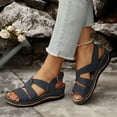 thumbnail image 1 of Fnooota Womens Comfort Sandals, Ankle Strap Non-slip Casual Open Toe Summer Shoes Navy Size 6.5, 1 of 1