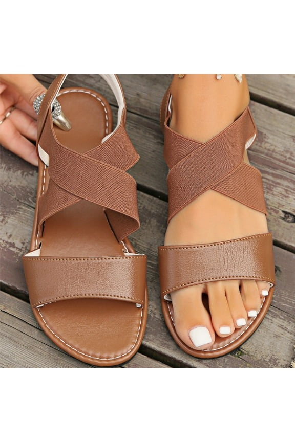 Womens Comfort Sandals , Work Open Toe Platform Ankle Strap Summer Shoes Sandals Brown Size 8.5